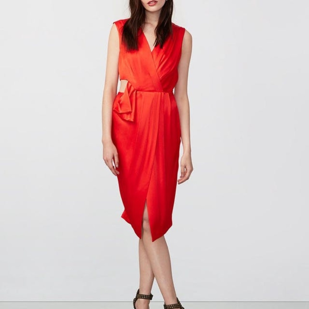 RACHEL Rachel Roy Cut-Out Sleeveless Midi Dress in Red Sz 10 NWT - Picture 2 of 7